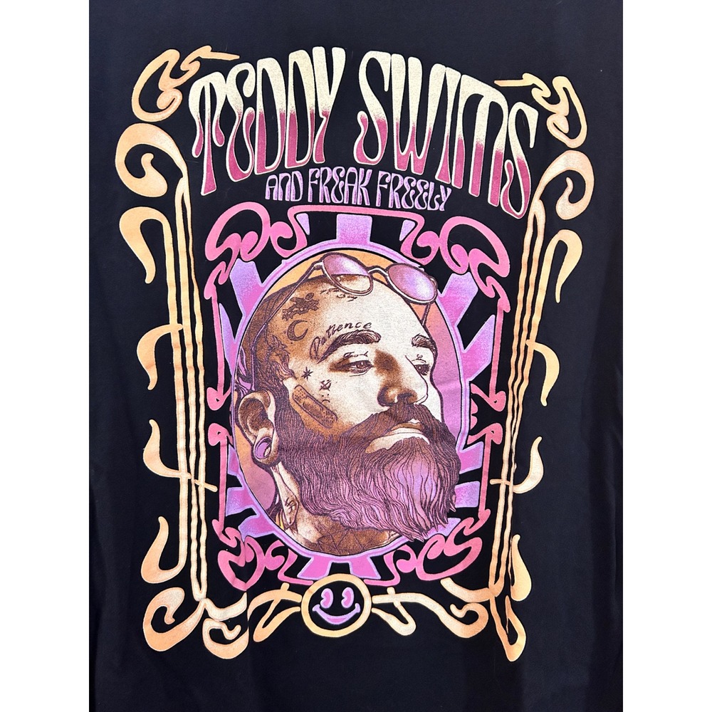 Teddy Swims US Fall Tour 2022 Concert T-Shirt Black Graphic Tee Mens 2XL